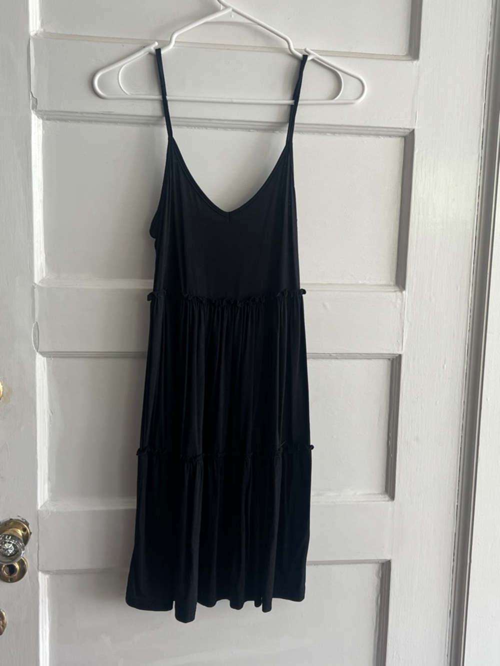 Women's Black Tiered Spaghetti-Strap Dress